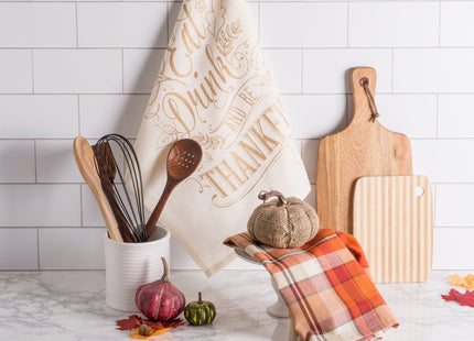 DII Fall Basics Kitchen Dishtowel Collection Printed & Plaid Fall Dish Towel Set, 18x28, Be Thankful Plaid, 2 Count