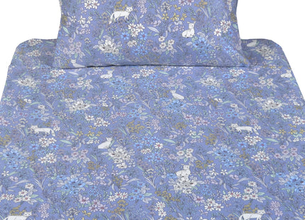 J-pinno Fox Deer Woods Flowers Forest Animals Twin Sheet Set Girls Kids Teens Bed Bedroom Decoration Gift, 100% Cotton, Flat Sheet + Fitted Sheet + Pillowcase Bedding Set (36, Twin)