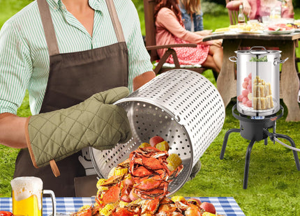 ARC 40QT Stainless Steel Stockpot for Seafood Crawfish Crab Boil w/Basket