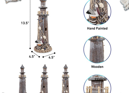 Puzzled COTA Global Brown Wooden Lighthouse Decor - 14.25 Inches