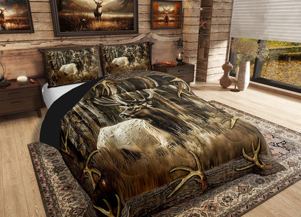 Erosebridal Rustic Deer Comforter Set Cabin Lodge Vintage Elk Full
