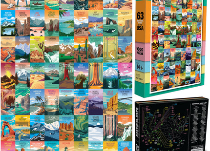 National Parks Jigsaw Puzzles for Adults 1000 Pieces with Map-Travel Roadtrip Bucket List Puzzle-Great Smoky Grand Canyon Yosemite Yellowstone Acadia Teton Zion Rocky Mountains (National Park)