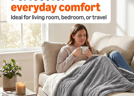 Amazon Basics Reversible Sherpa Throw Blanket, Dark Gray, 50"x60", Ultra Soft, Plush