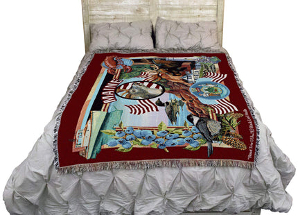 Pure Country Weavers State of Maine Blanket by Dwight D Kirkland - Gift Tapestry Throw Woven from Cotton - Made in the USA (72x54)