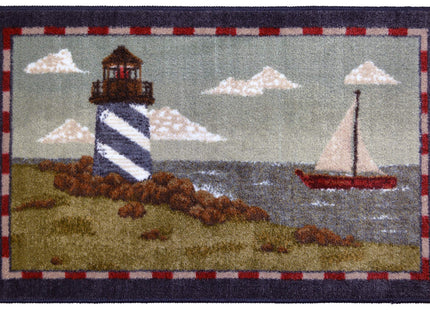 Seaside SEA5279 20X34 Rocky Bay Lighthouse Accent Rug 20"x34" Blue