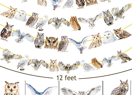 4pcs Owl Theme Banners Owl Party Decorations Woodland Animal Party Supplies for Woodland Forest Animal Birthday Party Baby Shower Supplies
