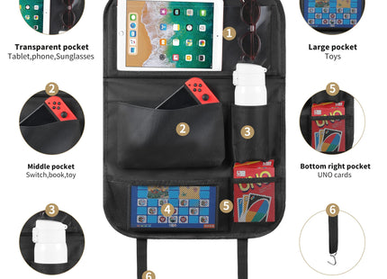 LUCMO Car Backseat Organizer with Foldable Tablet Holder, Black