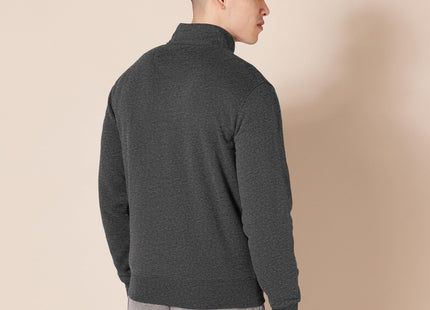 Amazon Essentials Men's Standard Full-Zip Fleece Mock Neck Midweight Sweatshirt with Pockets, Charcoal Heather, Large