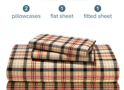 Bare Home Flannel Sheet Set Prints (Queen, Red Lodge Plaid)