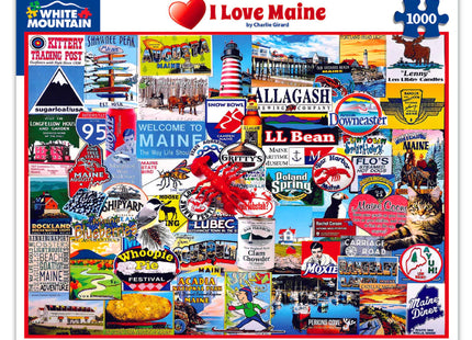 White Mountain 1000 Piece Jigsaw Puzzle New England Coastal, I Love Maine