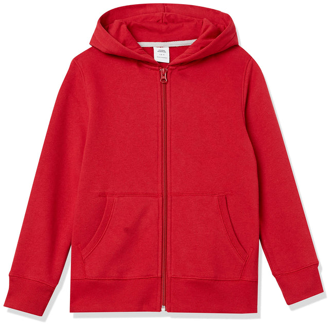 Amazon Essentials Boys' Soft Fleece Zip-Up Hoodie Sweatshirt, Red, X-Large
