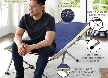 BYER OF MAINE Easy Cot, 330 lb, Extra Large Folding Cot, Bed for Adults