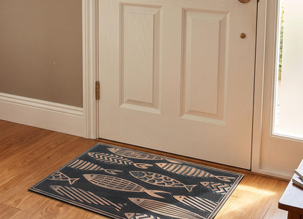 A1HC Rubber Welcome Doormat Non-Slip Front Door Mat 18"x30", Nautical Fish