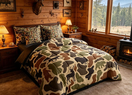 Feelyou Camo Deer Bear Comforter Set Queen Size Kids Boys Girls