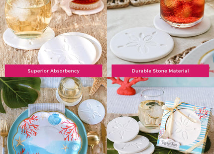 Kate Aspen Absorbent Sand Dollar Drink Coasters Set of 4– Coastal Decor, Nautical Home Decorations, Housewarming Gift, & Beach Themed Coasters for Drinks