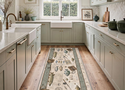 2x3 Fishing Rug, Machine Washable Cabin Doormat with Lake Fish Pattern