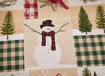 Buffalo Plaid Patchwork Cabin Reversible Quilt Set - Queen Size Bedding - Lightweight Christmas Bedspread & Coverlet - Holiday Home Decor