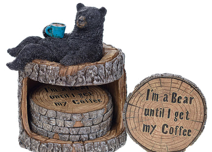 Pine Ridge Black Bear Coasters- Coaster Set for Kitchen, Den, Living Room Or Cabin for Drinks