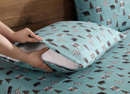 Cozy Cabin 4-Piece Queen Microfiber Sheet Set, Wilderness Bears