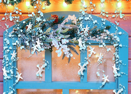 16 ft Ocean Themed Garland Ocean Beaded Starfish Shell Decor Coastal Beaded Beach Garland for Mantle Fireplace Summer Wedding Home Decor Supply(Blue)