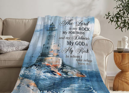 Christian Nautical Blanket for Girl Women Lighthouse Scripture Bible Verse Throw Blanket Soft Cozy Warm Fuzzy Fleece Ocean Theme Decor Blanket Gifts for Kids Adults Couch Sofa Bed 50"X40"
