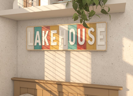 Deco 79 Wooden Sign Home Wall Decor Lake House Wall Sculpture, Wall Art 36" x 2" x 11", White