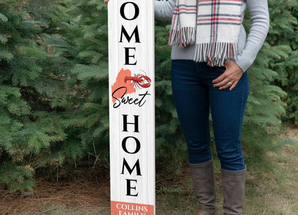 Personalized Maine Welcome Sign for Front Porch, Custom Home Sweet Home Welcome Sign with Family Name and State, Welcome Home Decorations for Outdoors, 48x8" PVC Sign (ME)