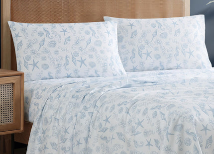 Caribbean Joe King Coastal Print Microfiber Sheet Set, Coastal Brocade
