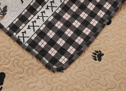 Rustic Buffalo Plaid Quilt Set - Twin Bedspread Collection for Cabin Lodge - Forest Animal Bear Lightweight Patchwork Coverlet - Reversible Bedding