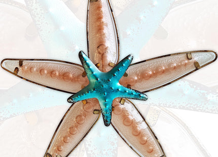 JOYBEE HOME&GARDEN Metal Starfish Wall Decor, Sea Life Coastal Decorations 13.25 inch Starfish Wall Art(Apricot)