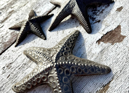It's Cactus Starfish, Set of 3, Sea Life Nautical Home Decor, Recycled Wall Art 8x8 and 5x5 Inches, Haitian, Decorative, Plaque