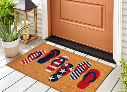 Liora Manne Natura Doormat Non-Slip Natural Fiber Outdoor Mat-Contemporary, Coastal, Beach, Transitional, Freedom Flops Natural 1'6" x 2'6"