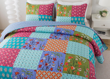 SLPR Urban Retreat 3-Piece Farmhouse Quilt Set - Queen Size Comforter with 2 Pillow Shams: Checkered Rust and Grey Comforter, Lodge Quilted Bedspread Coverlet