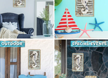CoTa Global Aquarius Seahorse Relax Nautical Wooden Wall Accent Home Decor