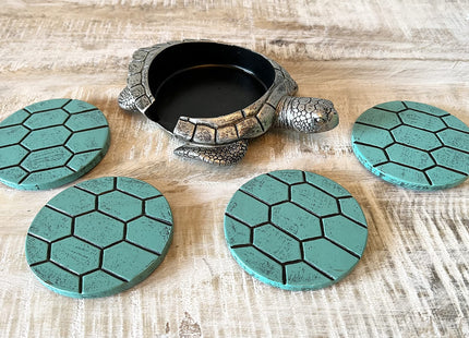 Sea Turtle Coaster Set - Nautical Ocean Beach Coastal Decor