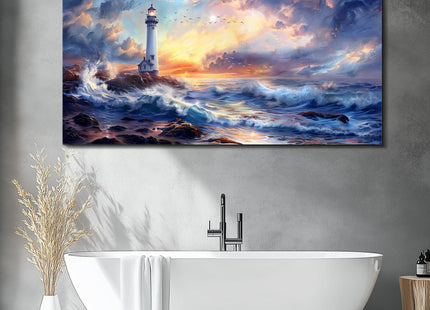 PHAOHUAXM Wall Art Seaside Lighthouse Scenery Printing Pictures Home Decor