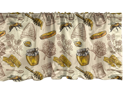 Lunarable Marine Window Valance Pack of 2, Hand Sketched Nautical Underwater Ornament of Scallops on Beige Background, Rod Pocket Curtain Valances for Kitchen Bedroom, 54" X 12", Beige Grey