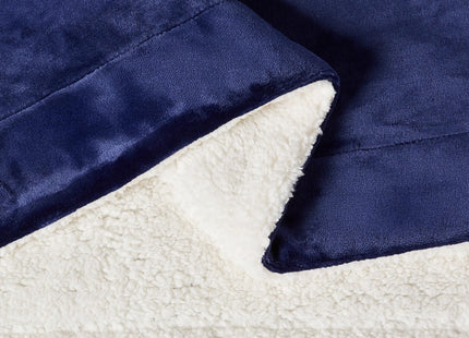 Amazon Basics Reversible Sherpa Throw Blanket, Warm for Bed and Couch, 50"x60", Navy