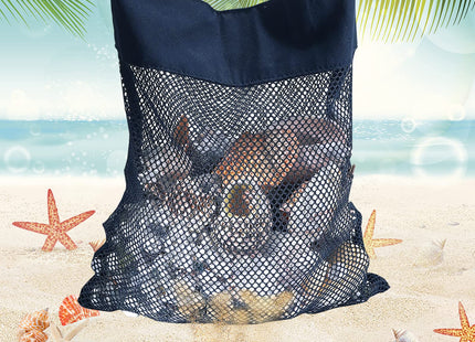 RIMOBUL Beach Treasures Seashell Mesh Bags - Set of 2 (Large) (Navy Blue)