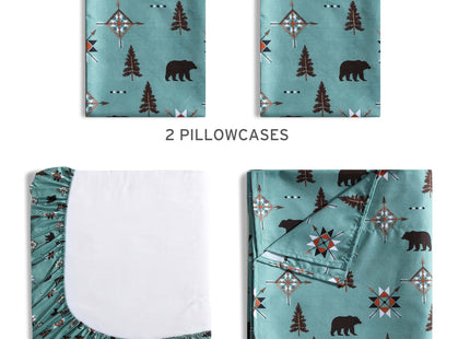 Cozy Cabin 4-Piece Queen Microfiber Sheet Set, Wilderness Bears