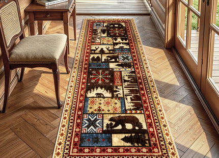 LOKHOM 2x6 Hallway Runner Rug, Non Slip Washable Western Cabin Bear Rugs