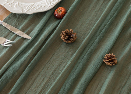3Pcs Forest Green Cheesecloth Table Runner 120 Inches for Party Home Decor