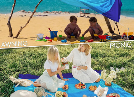 BYDOLL Beach Blanket 78''×81'' 4-7 Adults Oversized Lightweight Waterproof Sandproof Beach Blanket Large Picnic Mat for Travel Camping Hiking Picnic(78" X 81", Blue-Mixed)