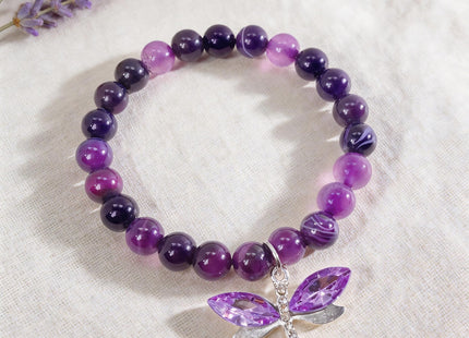GIAYIER Dragonfly Bracelet for Women Dragonfly Charm Jewelry Dragonfly Lover Gifts Dragonfly Motivation Gift for Mom Daughter Wife Granddaughter Best Friends (Amethyst)