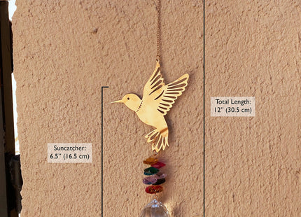 Crystal Hummingbird Prismatic Suncatcher Ornaments, Hanging Copper Metal