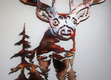 Whitetail Deer Metal Wall Art 19" x 15"