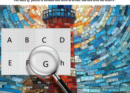 Mosaic Lighthouse Puzzles for Adults 1000 Piece, Stained Glass Beach Ocean Puzzle Hard Impossible Difficult, Colorful Lighthouse Scenic Jigsaw Puzzles Challenge