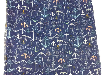 Nautical Anchor Print Women's Infinity Scarf Lightweight (Navy Blue)