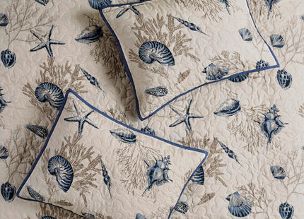 Madison Park Cottage Coastal Starfish Blue King Bedspread Set, 6pc