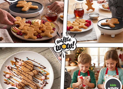 Gingerbread Man Mini Waffle Maker- Festive 4" Electric Waffler Iron